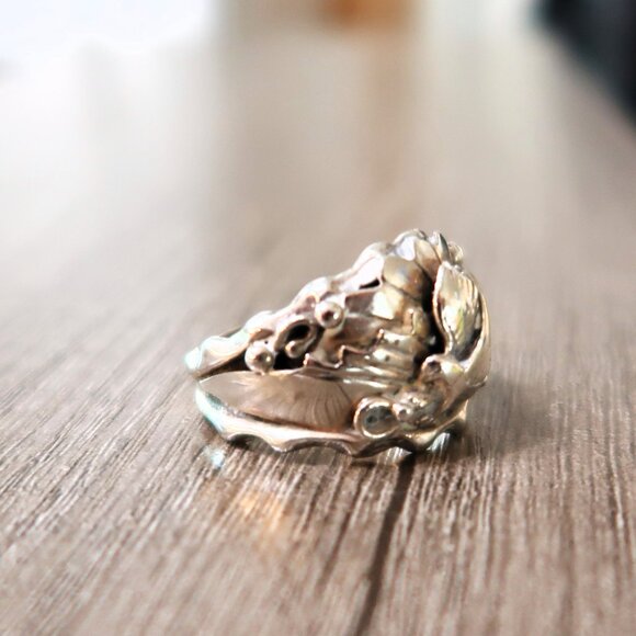 Vintage America Bald Eagle Wings Silver Tone Men's Ring Large Size 10.75 - Picture 2 of 12